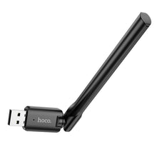 Заредете изображение във визуализатора на галерията – HOCO wireless network card with external antena USB Wifi4 HI32 black
