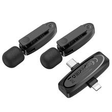 Заредете изображение във визуализатора на галерията – HOCO 2 x lavalier wireless microphone Lightning / Type C L15 black
