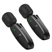 Заредете изображение във визуализатора на галерията – HOCO 2 x lavalier wireless microphone Lightning / Type C L15 black
