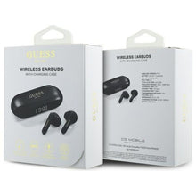 Заредете изображение във визуализатора на галерията – GUESS wireless earphones bluetooth TWS GUTWSC2MCDSK (Elongated Metallic Classic Printed Logo) black
