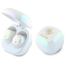 Заредете изображение във визуализатора на галерията – GUESS wireless earphones bluetooth TWS GUTWSJ144ESH (Mini Iridescent 4G Printed Logo) white
