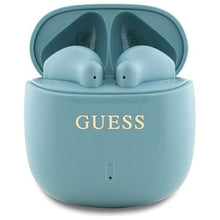 Заредете изображение във визуализатора на галерията – GUESS wireless earphones bluetooth TWS GUTWSJ14ESGQ (Printed Classic Logo) turquoise
