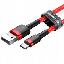 Заредете изображение във визуализатора на галерията – Baseus Cafule Cable Durable Nylon Braided Wire USB / USB-C QC3.0 3A 0,5M red (CATKLF-A09)
