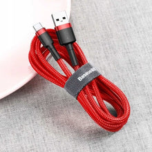 Заредете изображение във визуализатора на галерията – Baseus Cafule Cable Durable Nylon Braided Wire USB / USB-C QC3.0 3A 0,5M red (CATKLF-A09)
