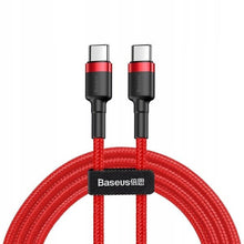 Заредете изображение във визуализатора на галерията – Baseus Cafule Cable Durable Nylon Braided Wire USB-C PD / USB-C PD PD2.0 60W 20V 3A QC3.0 2M red (CATKLF-H09)
