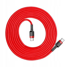 Заредете изображение във визуализатора на галерията – Baseus Cafule Cable Durable Nylon Braided Wire USB-C PD / USB-C PD PD2.0 60W 20V 3A QC3.0 2M red (CATKLF-H09)
