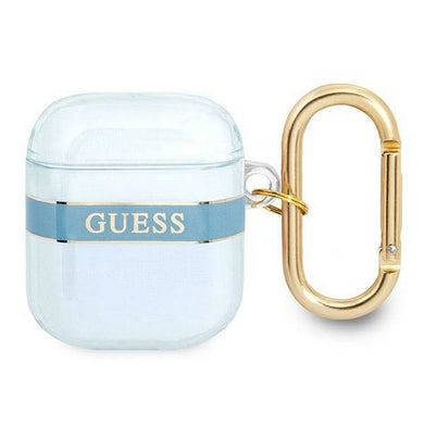 Оригинален гръб GUESS за APPLE AirPods 1/2 GUA2HHTSB (Strap Collection) син