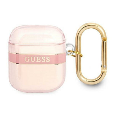 Оригинален гръб GUESS за APPLE AirPods 1/2 GUA2HHTSP (Strap Collection) розов