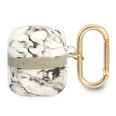 Оригинален гръб GUESS за APPLE AirPods 1/2 GUA2HCHMAG (Marble Strap Collection) сив