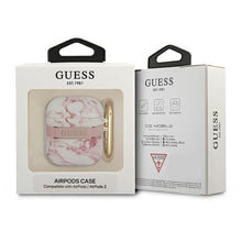 Заредете изображение във визуализатора на галерията – Оригинален гръб GUESS за APPLE AirPods 1/2 GUA2HCHMAP (Marble Strap Collection) розов
