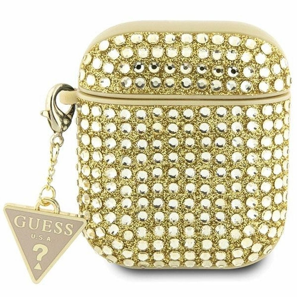 Оригинален гръб GUESS за APPLE AirPods 1/2 GUA2HDGTPD (Rhinestone Triangle Charm) златист