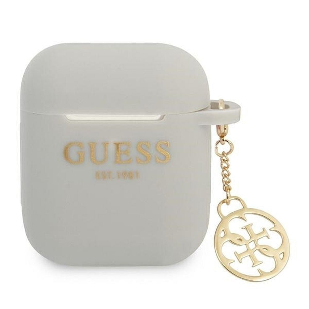 Оригинален гръб GUESS за APPLE AirPods 1/2 GUA2LSC4EG (Silicone Charm 4G Collection) сив