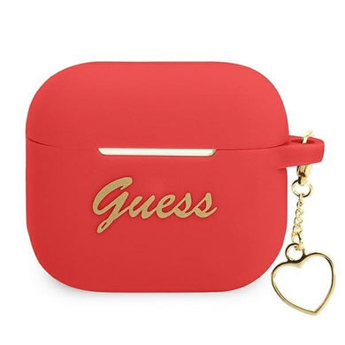 Оригинален гръб GUESS за APPLE AirPods 1/2 GUA2LSCHSR (Silicone Charm Heart Collection) червен