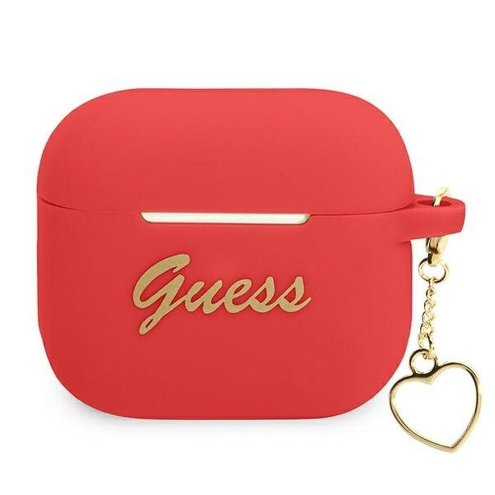 Оригинален гръб GUESS за APPLE AirPods 1/2 GUA2LSCHSR (Silicone Charm Heart Collection) червен