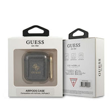 Заредете изображение във визуализатора на галерията – Оригинален гръб GUESS за APPLE AirPods 1/2 GUA2UCG4GK (Glitter Collection) черен
