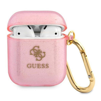 Оригинален гръб GUESS за APPLE AirPods 1/2 GUA2UCG4GP (Glitter Collection) розов