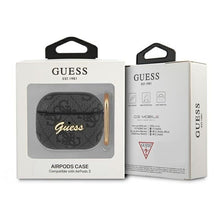 Заредете изображение във визуализатора на галерията – Оригинален гръб GUESS за APPLE AirPods 3 GUA34GSMK (4G Script Metal Collection) сив
