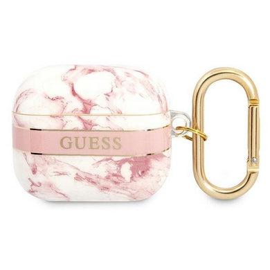 Оригинален гръб GUESS за APPLE AirPods 3 GUA3HCHMAP (Marble Strap Collection) розов