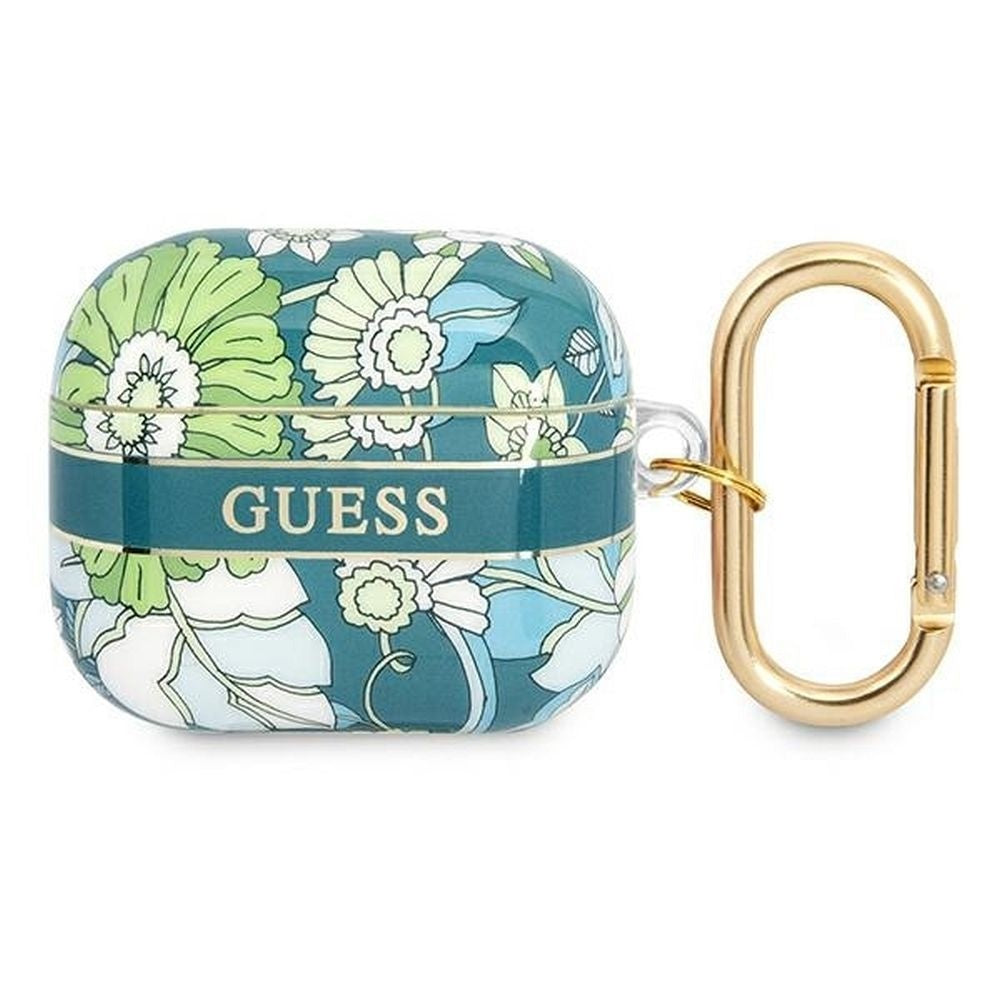 Оригинален гръб GUESS за APPLE AirPods 3 GUA3HHFLN (Flower Strap Collection) зелен