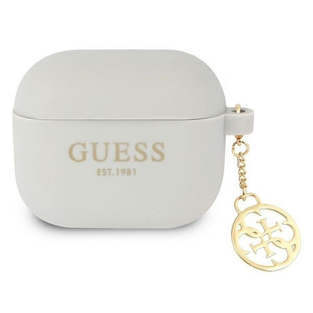 Оригинален гръб GUESS за APPLE AirPods 3 GUA3LSC4EG (Silicone Charm 4G Collection) сив