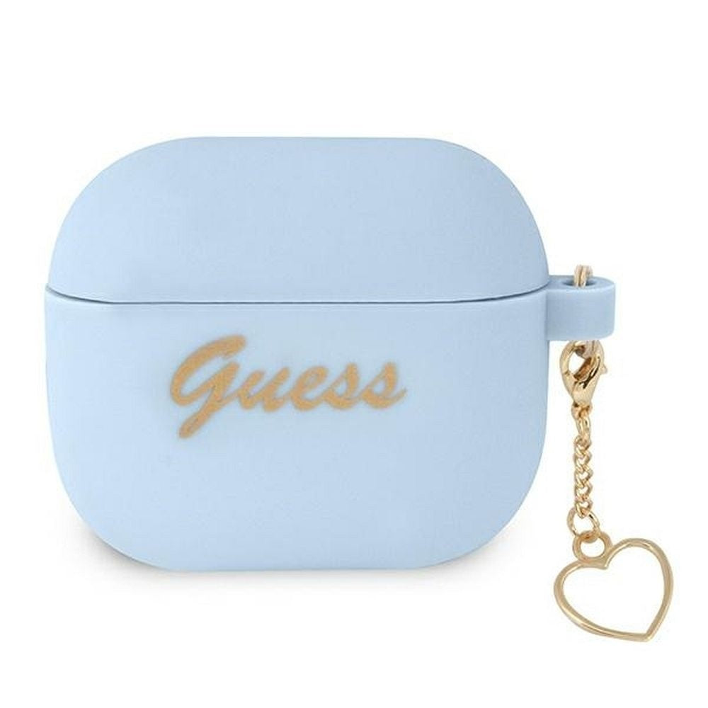 Оригинален гръб GUESS за APPLE AirPods 3 GUA3LSCHSB (Silicone Charm Heart Collection) син