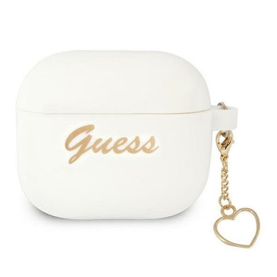 Оригинален гръб GUESS за APPLE AirPods 3 GUA3LSCHSH (Silicone Charm Heart Collection) бял