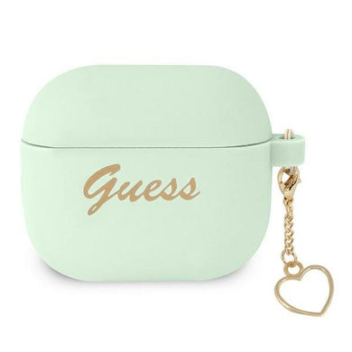 Оригинален гръб GUESS за APPLE AirPods 3 GUA3LSCHSN (Silicone Charm Heart Collection) зелен