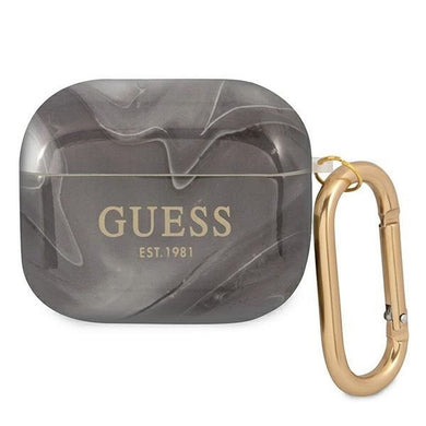 Оригинален гръб GUESS за APPLE AirPods 3 GUA3UNMK (Marble Collection) черен