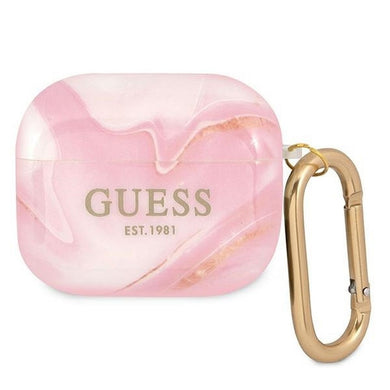 Оригинален гръб GUESS за APPLE AirPods 3 GUA3UNMP (Marble Collection) розов