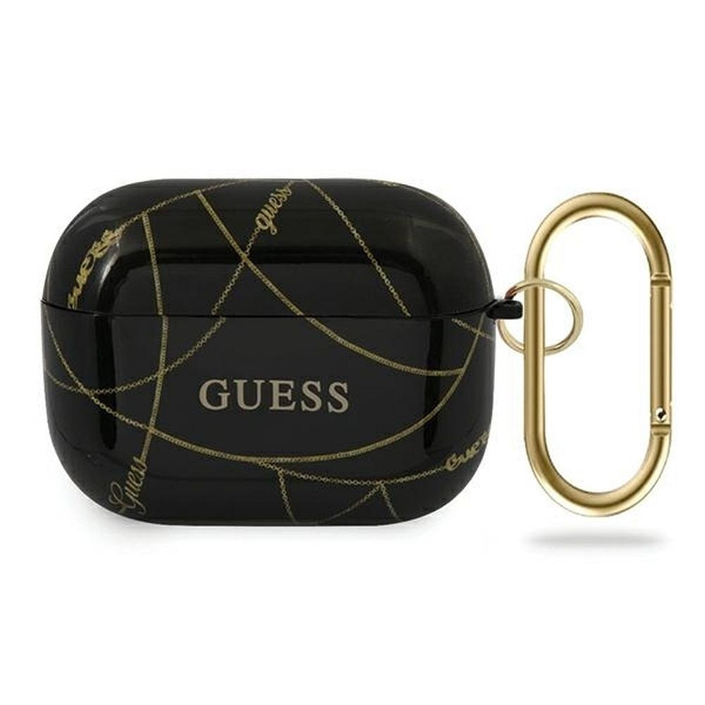 Оригинален гръб GUESS за APPLE AirPods Pro GUACAPTPUCHBK (Gold Chain Collection) черен