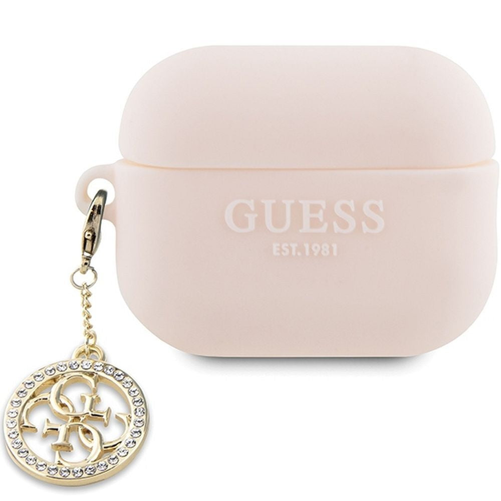 Оригинален гръб GUESS за APPLE AirPods Pro 2 (2022 / 2023) GUAP23DSLGHDP (3D Rubber 4G Diamond Charm) розов