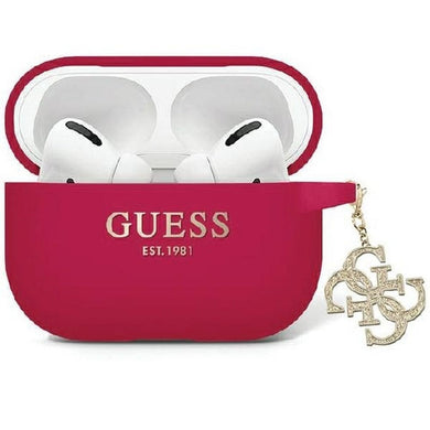 Оригинален гръб GUESS за APPLE AirPods Pro 2 (2022 / 2023) GUAP2LECG4M ( Liquid Silicone Glitter Triangle Charm) магента