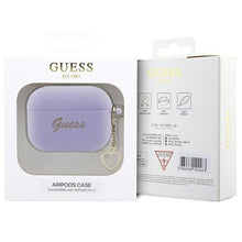 Заредете изображение във визуализатора на галерията – Оригинален гръб GUESS за APPLE AirPods Pro 2 (2022 / 2023) GUAP2LSCHSU (Silicone Charm Heart Collection) лилав
