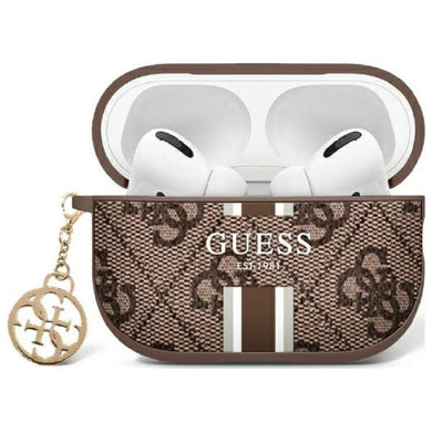 Оригинален гръб GUESS за APPLE AirPods Pro 2 (2022 / 2023) GUAP2P4RPSW (4G Printed Stripes Charm) кафяв