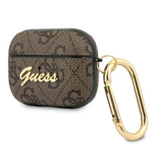 Заредете изображение във визуализатора на галерията – Оригинален гръб GUESS за APPLE AirPods Pro GUAP4GSMW (4G Script Metal Collection) кафяв

