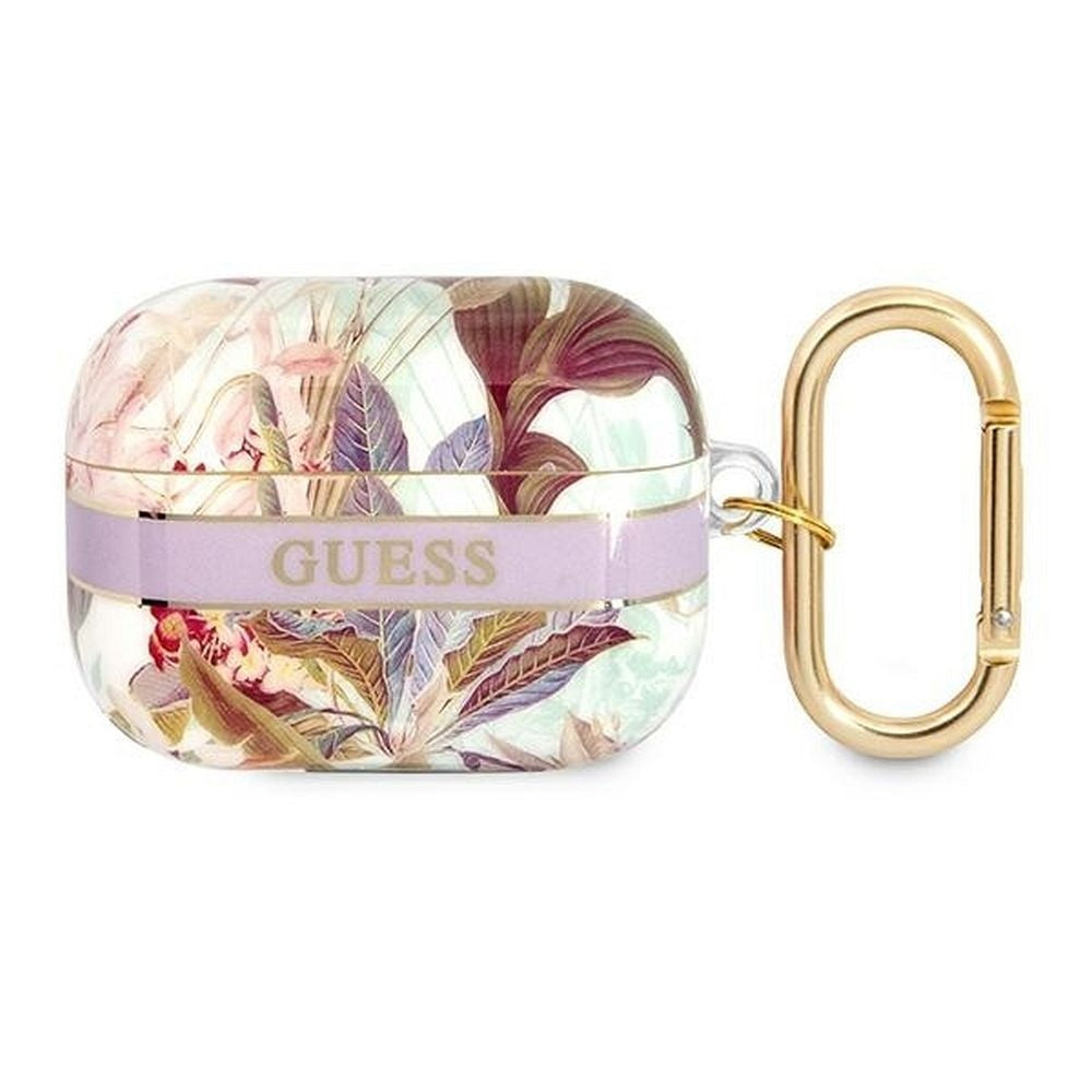 Оригинален гръб GUESS за APPLE AirPods Pro GUAPHHFLU (Flower Strap Collection) лилав