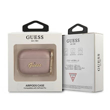 Заредете изображение във визуализатора на галерията – Оригинален гръб GUESS за APPLE AirPods Pro GUAPSASMP (Saffiano Script Metal Collection) розов
