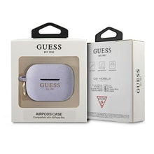 Заредете изображение във визуализатора на галерията – Оригинален гръб GUESS за APPLE AirPods Pro GUAPSGGEU (Silicone Glitter) лилав
