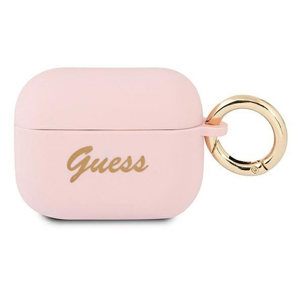 Оригинален гръб GUESS за APPLE AirPods Pro GUAPSSSI (Silicone Vintage Script) розов