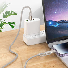 Заредете изображение във визуализатора на галерията – HOCO cable All-in-one Type C / Lightning to Type C / LED Light PD 3A 60W U138 1,2 m grey
