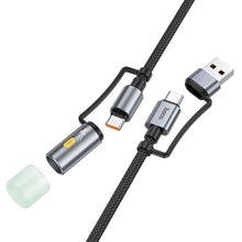 Заредете изображение във визуализатора на галерията – HOCO cable All-in-one USB A / Type C to Type C / LED Light 3A 60W U138 1,2 m black
