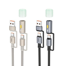 Заредете изображение във визуализатора на галерията – HOCO cable All-in-one USB A / Type C to Type C / LED Light 3A 60W U138 1,2 m black
