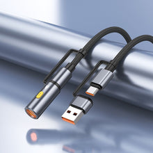 Заредете изображение във визуализатора на галерията – HOCO cable All-in-one USB A / Type C to Type C / Cigarette lighter 3A 60W U138 1,2 m black
