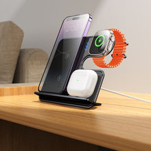 Заредете изображение във визуализатора на галерията – HOCO wireless charger 3in1 compatible with MagSafe and APPLE Watch 15W CQ19 metal gray
