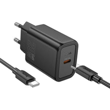 Заредете изображение във визуализатора на галерията – HOCO wall charger Type C + cable Type C to Type C PD QC 20W N60 black
