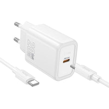 Заредете изображение във визуализатора на галерията – HOCO wall charger Type C + cable Type C to Lightning PD QC 20W N60 white
