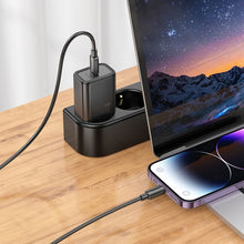 Заредете изображение във визуализатора на галерията – HOCO wall charger Type C + cable Type C to Lightning PD QC 30W N62 black
