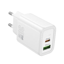 Заредете изображение във визуализатора на галерията – HOCO wall charger USB A + Type C PD QC3.0 3A 30W N63 white
