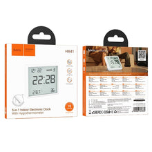 Заредете изображение във визуализатора на галерията – HOCO electronic clock with hygrothermometer HX41 white
