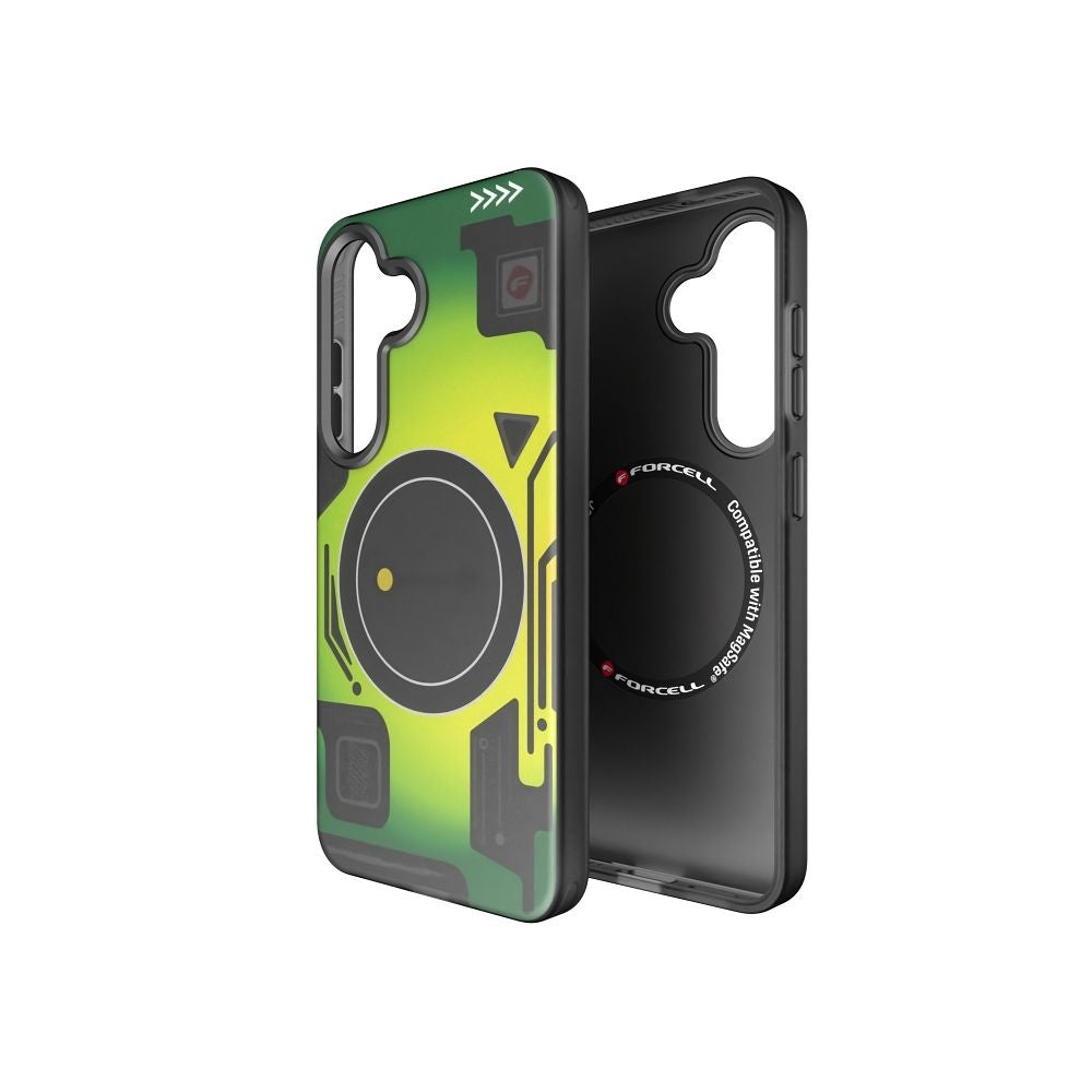 FORCELL F-PROTECT Levels with Dual Layer 4D technology, Military Drop-Test compatible with MagSafe for SAMSUNG S25 cyber green